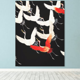 Flugkrane: Japanische Bird Kimono Art Leinwanddruck