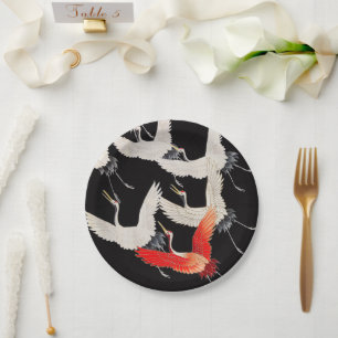 Flugkrane: Japanische Bird Kimono Art Pappteller