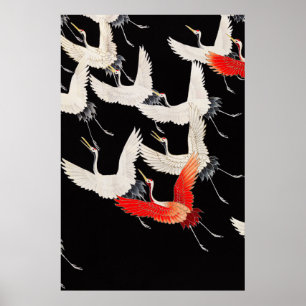 Flugkrane: Japanische Bird Kimono Art Poster
