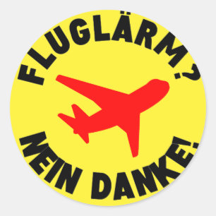 Fluglärm? Nein! Danke! Runder Aufkleber