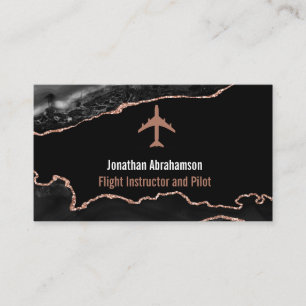 Fluglehrer Black Rose Gold Achat Visitenkarte