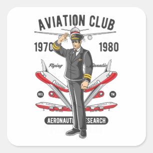 Fluglehrer des Vintage Aviation Club Quadratischer Aufkleber