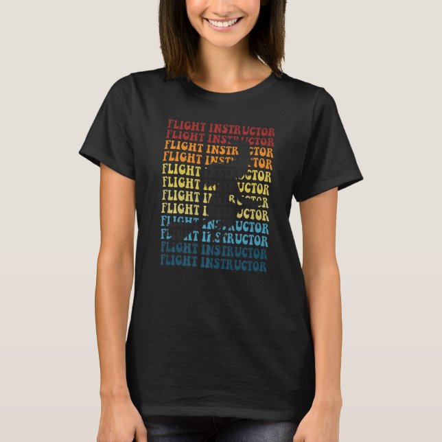 Fluglehrer mit wiederholtem Zitat Retro Sunse T-Shirt (Vorderseite)