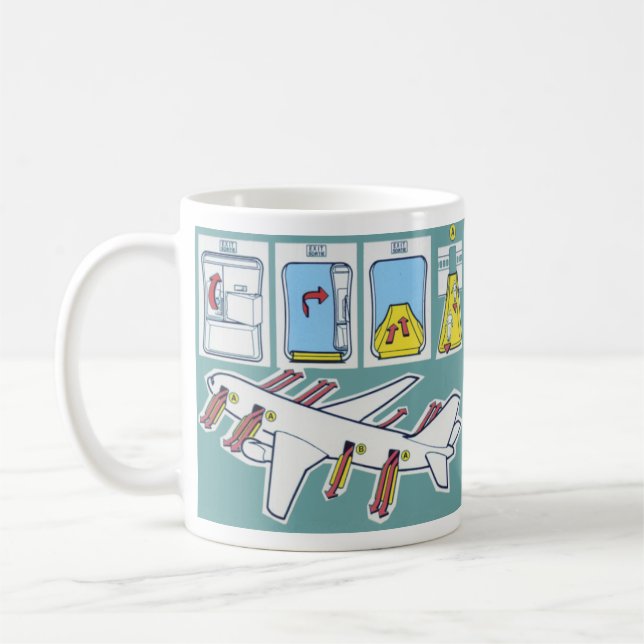 Fluglinien-Notsicherheits-Karte Kaffeetasse (Links)