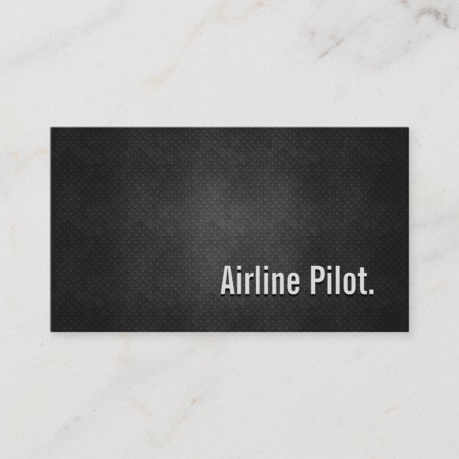 Fluglinienpilotin Coole Schwarze Metalle Einfachhe Visitenkarte (Vorderseite)