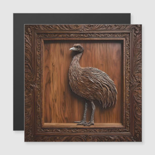 Fluglose Wunder: Australische Emu Wood Print, Magnetkarte