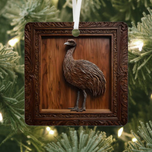 Fluglose Wunder: Australische Emu Wood Print, Ornament Aus Metall