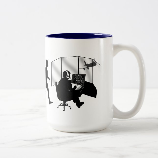 Fluglotse-Flughafenarbeits-Turm-Kontrolle Zweifarbige Tasse (Rechts)