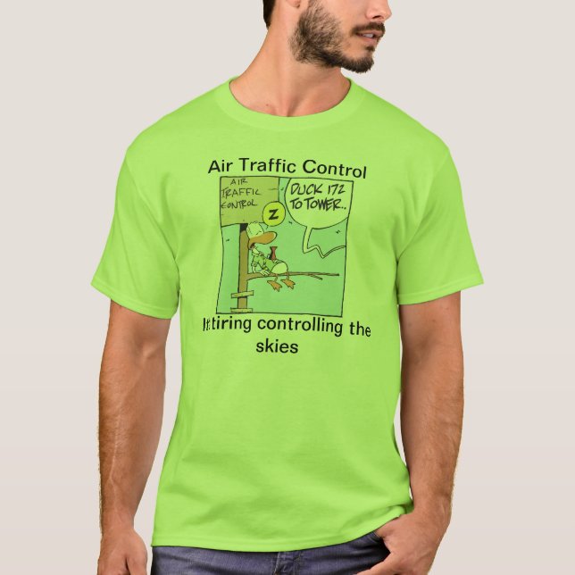 Fluglotse-Schlaf-Cartoon-Shirt T-Shirt (Vorderseite)
