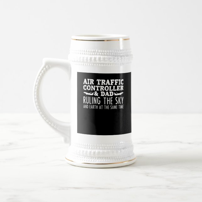 Fluglotsen-Vater Daddy Flight Kontrolle Bierglas (Links)