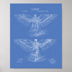 Flugmaschine 1889 Patentart - Blueprint Poster