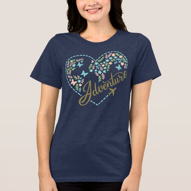 Flugmodus-Abenteuer-Herz-Grafik für Frauen Tri-Blend Shirt (Vorderseite)
