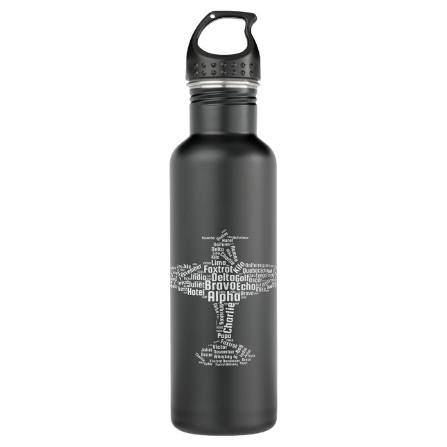 Flugphonetische Flugbegleiterin Edelstahlflasche (Vorderseite)