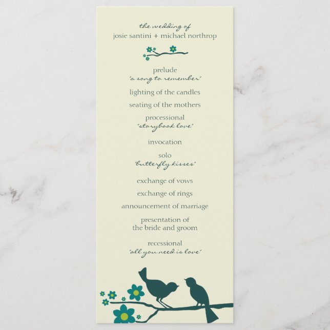 Flugprogramme der Liebe {Pfau} Programm (Vorderseite)