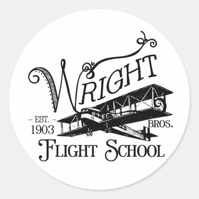 Flugschule der Wright-Brüder Runder Aufkleber (Vorderseite)