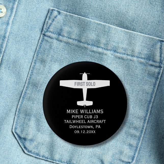 Flugschüler Erstes Alleinflug Flugzeug Aviation Ma Button (Von Creator hochgeladen)