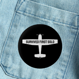 Flugschüler Erstes Solo-Flugzeug Lustige Luftfahrt Button