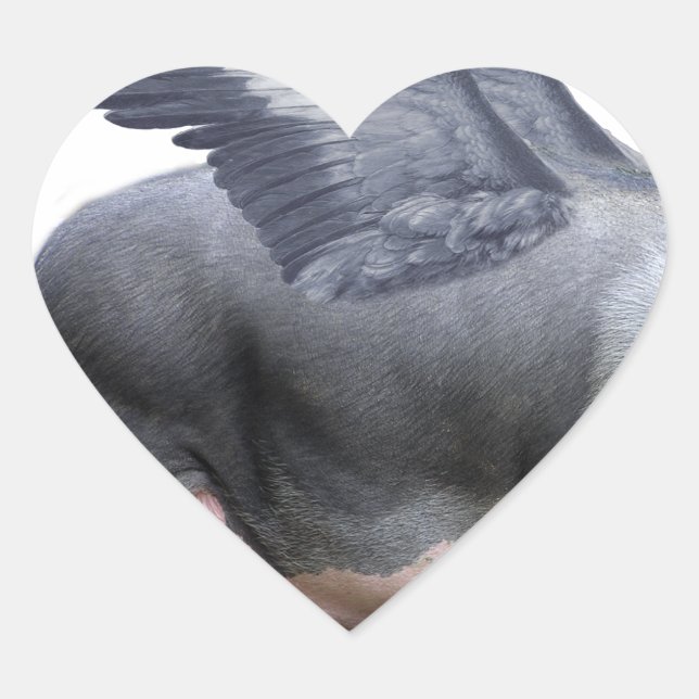 Flugschwein Herz-Aufkleber (Vorderseite)