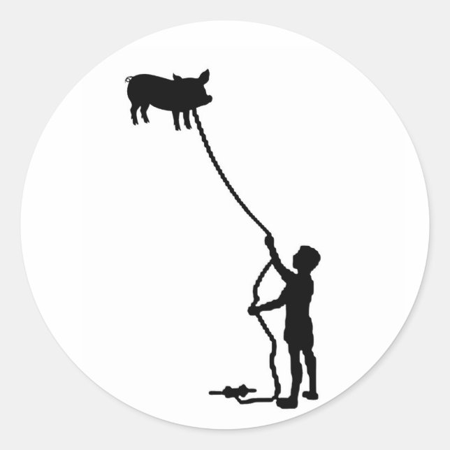 Flugschwein Runder Aufkleber (Vorderseite)