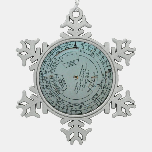 Flugsicherungsrechner Schneeflocken Zinn-Ornament (Vorderseite)