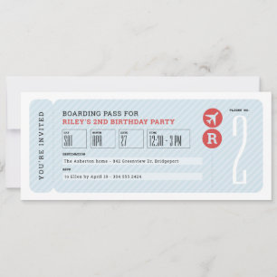 Flugticket Bordkarte Kindergeburtstagsfeier Einladung