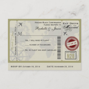 Flugticket Hochzeit RSVP Einladung