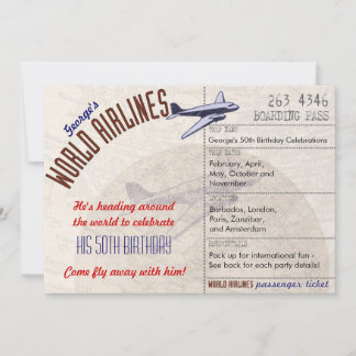 Flugticket Party Einladung MultiDates - CUSTOM