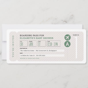 Flugticket Reise Thema neutrale Babyparty Einladung