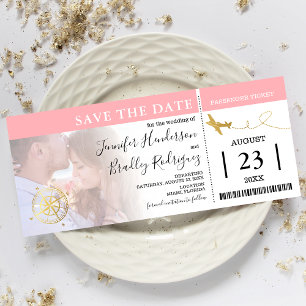 Flugticket Save-the-Date-Foto Einladungskarten