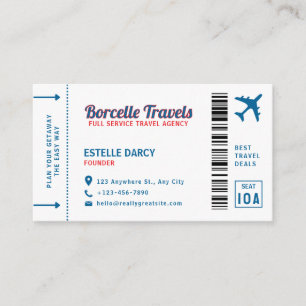 Flugtickets im Stil von Reisen Agent Visitenkarte