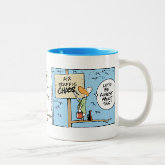 Flugverkehr-Chaos-Luftfahrt-Spaß-Tasse Zweifarbige Tasse