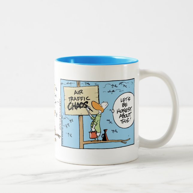 Flugverkehr-Chaos-Luftfahrt-Spaß-Tasse Zweifarbige Tasse (Rechts)
