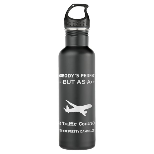 Flugverkehrsleiter Edelstahlflasche (Vorderseite)