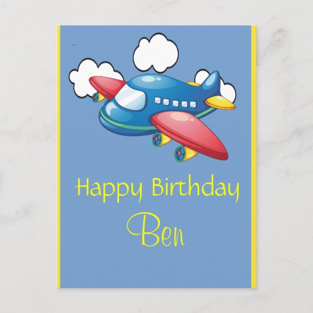 Flugzeug 1. Geburtstag Postkarte (Vorderseite)