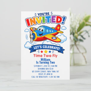 Flugzeug 2. Geburtstag Junge Flugzeug Party Einladung