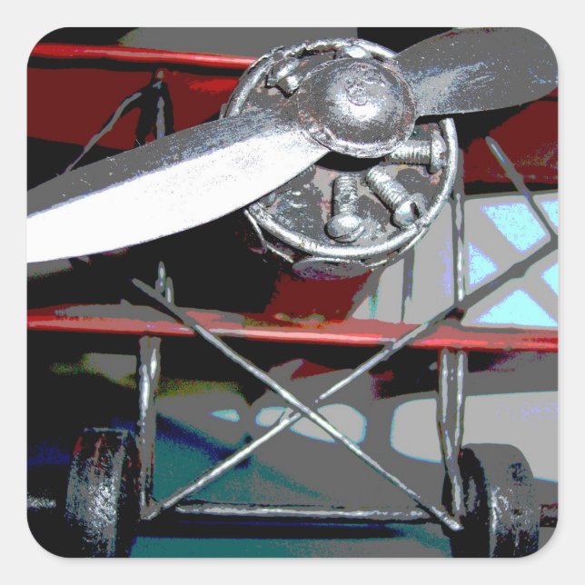 Flugzeug 2 quadratischer aufkleber (Vorderseite)