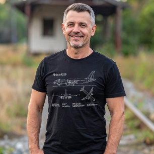 Flugzeug Airbus A320 in Blaupause-Zeichnung PD T-Shirt