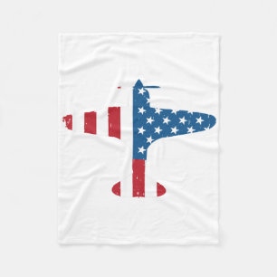 Flugzeug Aircraft USA Flag Veteran Pilot Geschenk Fleecedecke