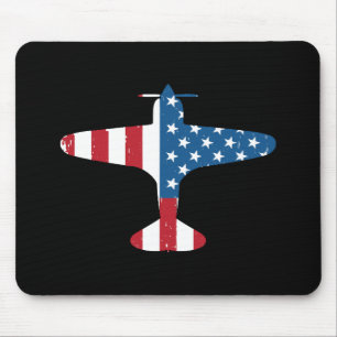 Flugzeug Aircraft USA Flag Veteran Pilot Geschenk Mousepad