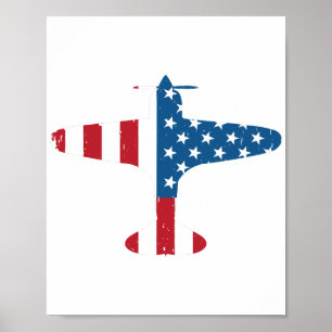 Flugzeug Aircraft USA Flag Veteran Pilot Geschenk Poster