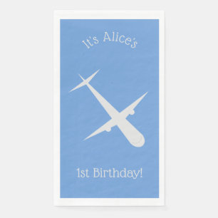 Flugzeug auf blauem Personalisiert Serviette