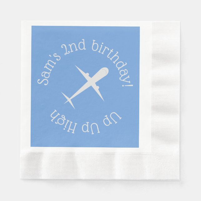 Flugzeug auf blauem Personalisiert Serviette (Vorderseite)