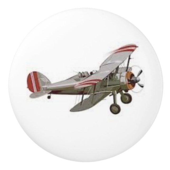 Flugzeug auf Keramik Knochen und Pulsen Keramikknauf (Vorderseite)
