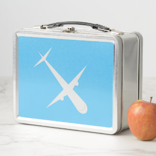 Flugzeug auf Light Sky Blue, benutzerdefinierbar Metall Brotdose