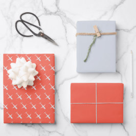 Flugzeug auf Sunset Orange, elegantes, modernes Pi Geschenkpapier Set
