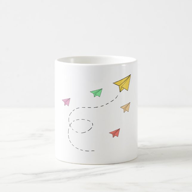 Flugzeug aus fliegendem Papier Kaffeetasse (Mittel)