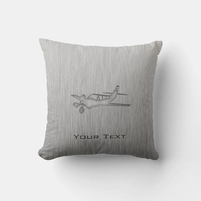 Flugzeug aus gebürstetem Metall Kissen (Vorderseite)