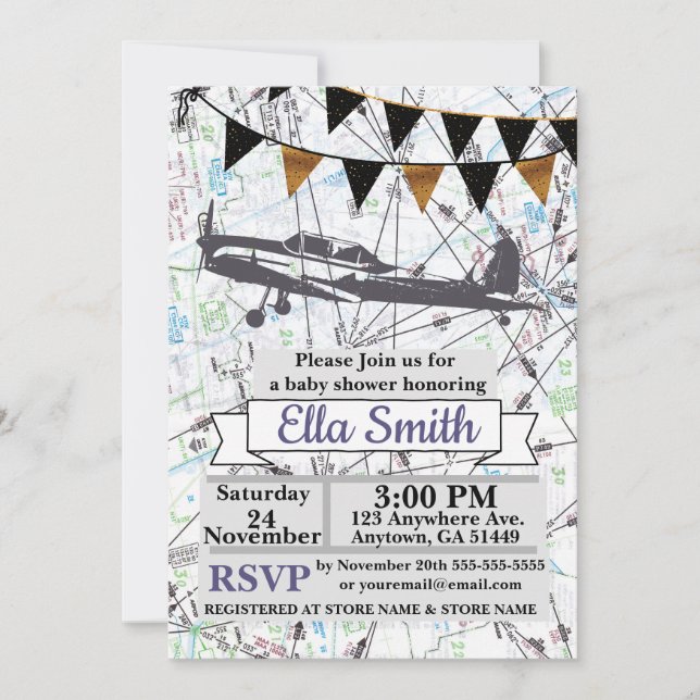 Flugzeug-Baby-Duschen-Einladungen Einladung (Vorderseite)