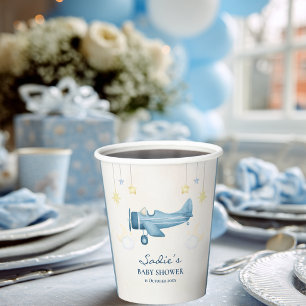 Flugzeug-Baby-Party Whimsical Begrüßung Baby Junge Pappbecher