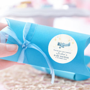 Flugzeug-Baby-Party Whimsical Begrüßung Baby Junge Runder Aufkleber